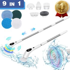 9 in 1 Electric Spin Scrubber, New Cordless Voice Prompt Cleaning Brush with 9 Replaceable BrushHeads Cordless Power Shower Scrubber