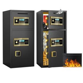 Large Double-door Coin-operated Safe,Digital Security Safe with Fireproof and Waterproof Bag