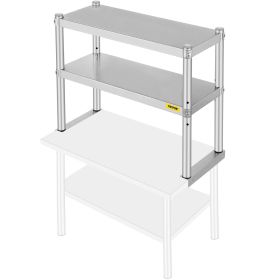 VEVOR Double Overshelf, Double Tier Stainless Steel Overshelf, 30 in. L x 12 in. W Double Deck Overshelf